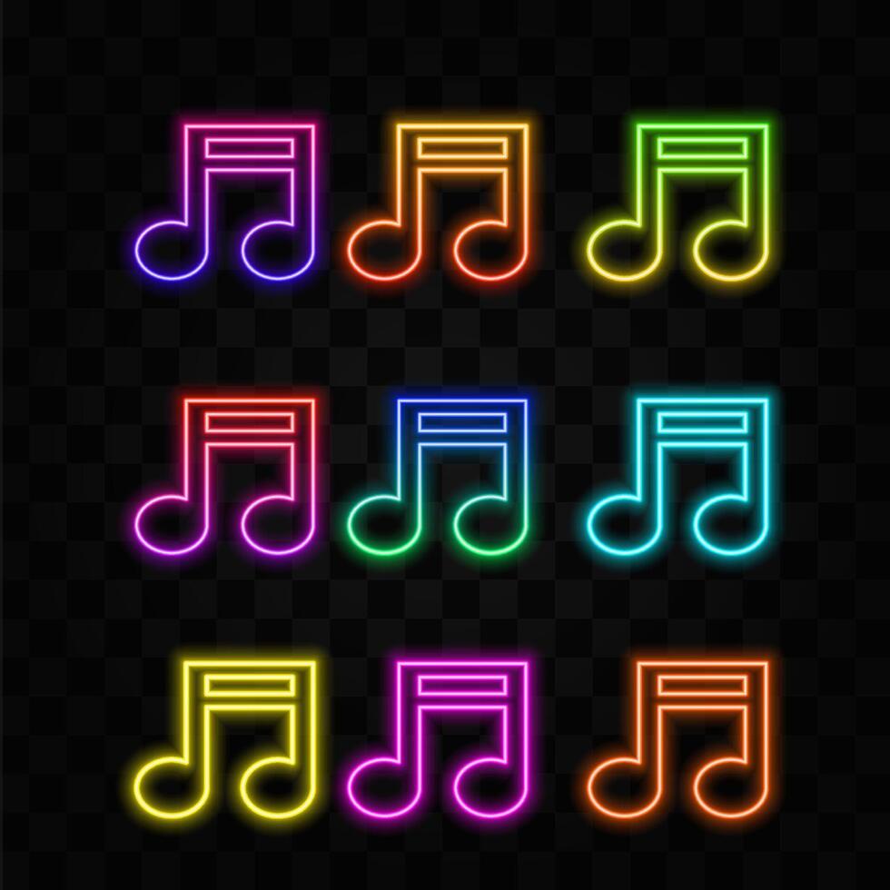 Music notes icon symbol icon. neon style. Tone music icon design. Notice the music icon in the design vector
