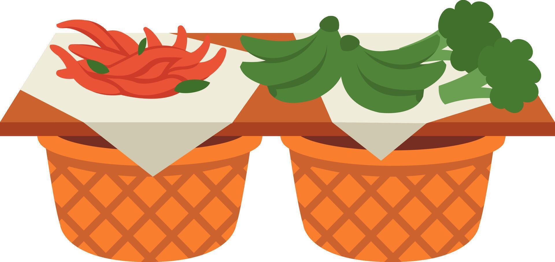 Vibrant Vegetable Market Stall Fresh Produce Display vector