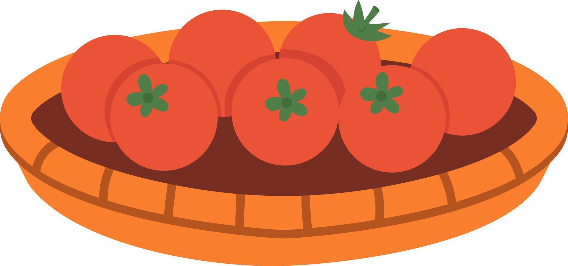 A Basket of Fresh, Ripe Tomatoes Ready for Harvest vector