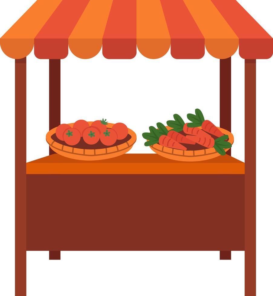 Vibrant Farm Stand Fresh Tomatoes and Carrots Await vector