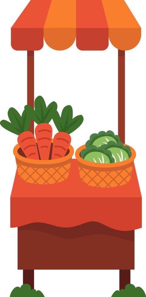 Vibrant Vegetable Stand Fresh Carrots and Cabbage vector