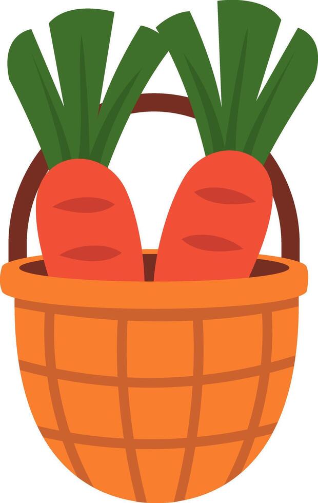 Two Fresh Carrots in an Orange Basket vector