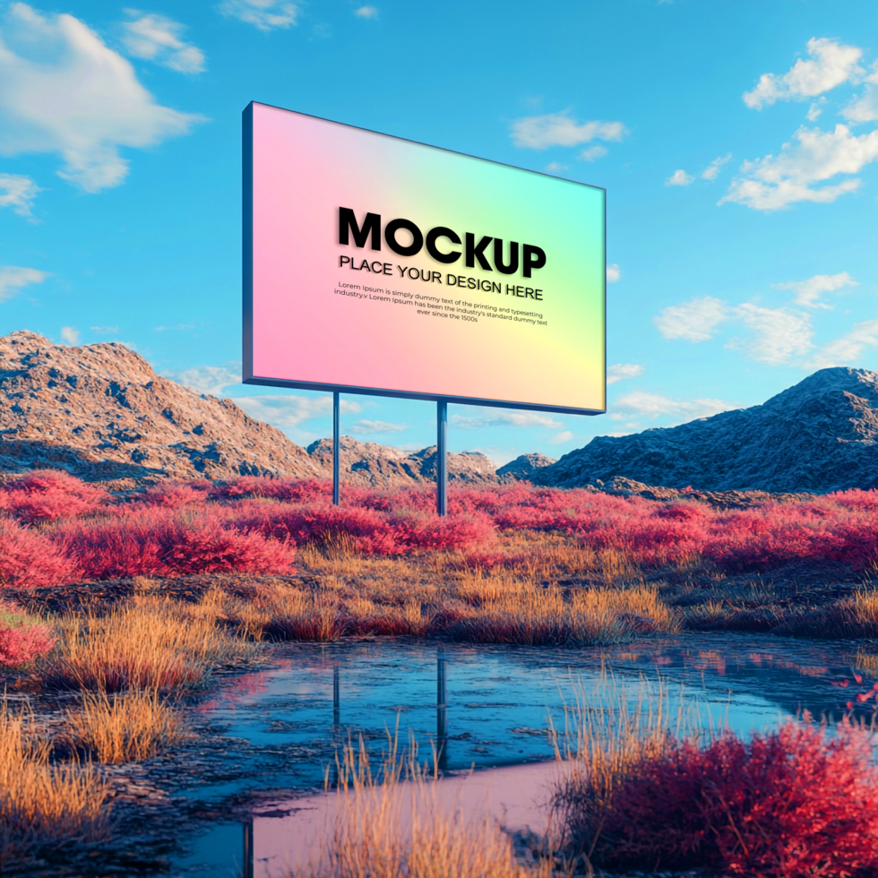 Billboard Mockup Desert Landscape Advertising Template psd