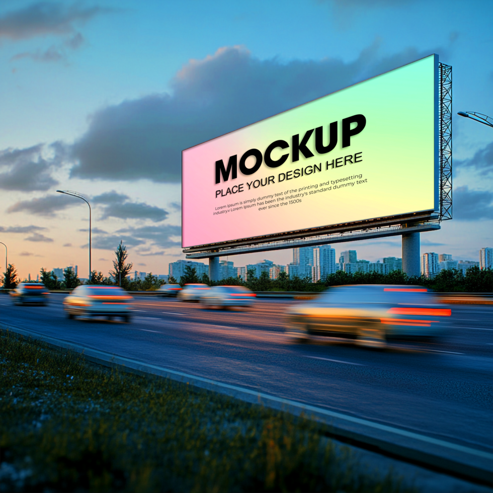 Highway Billboard Advertising Display Mockup Template psd