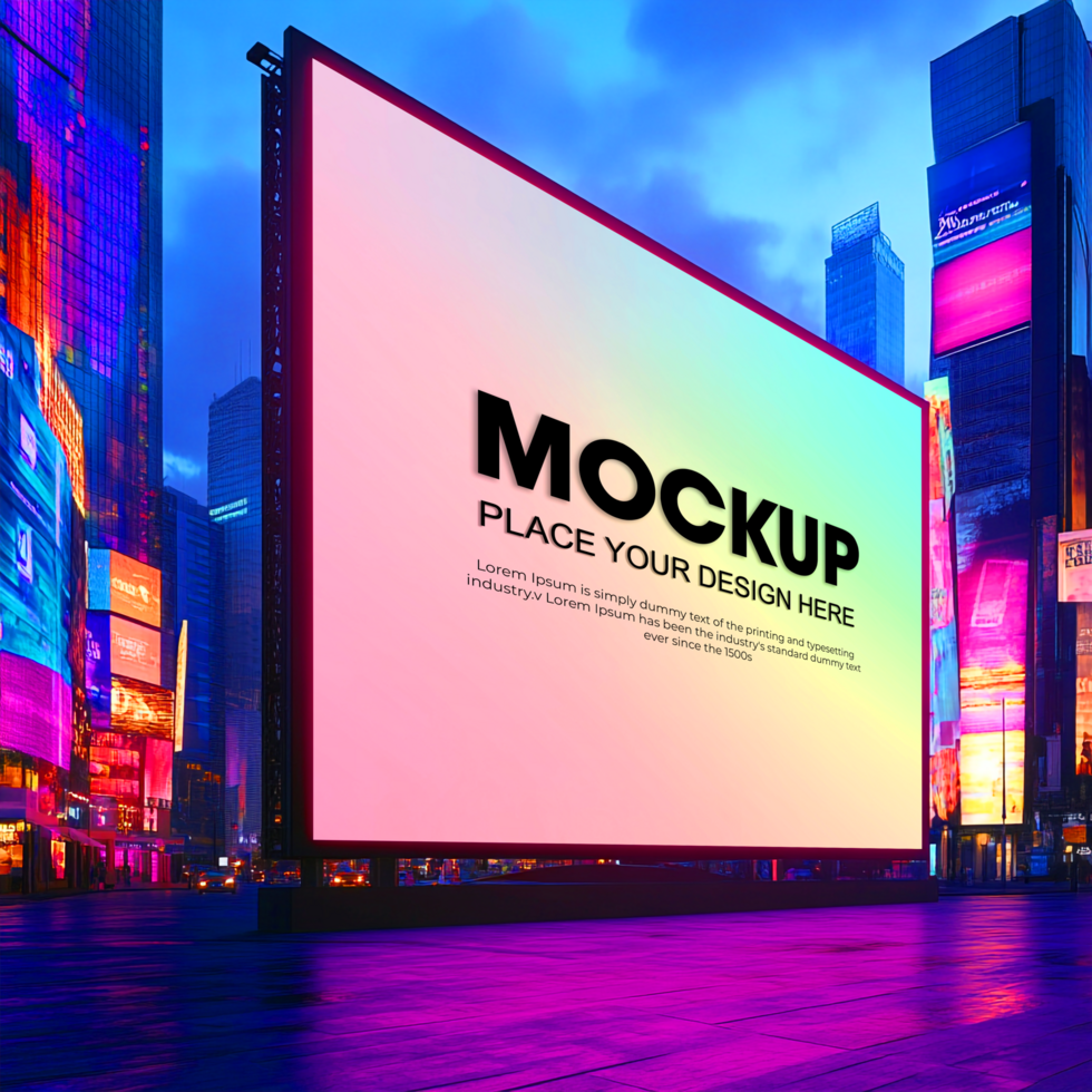 Large LED Advertising Screen Mockup in Times Square Setting psd