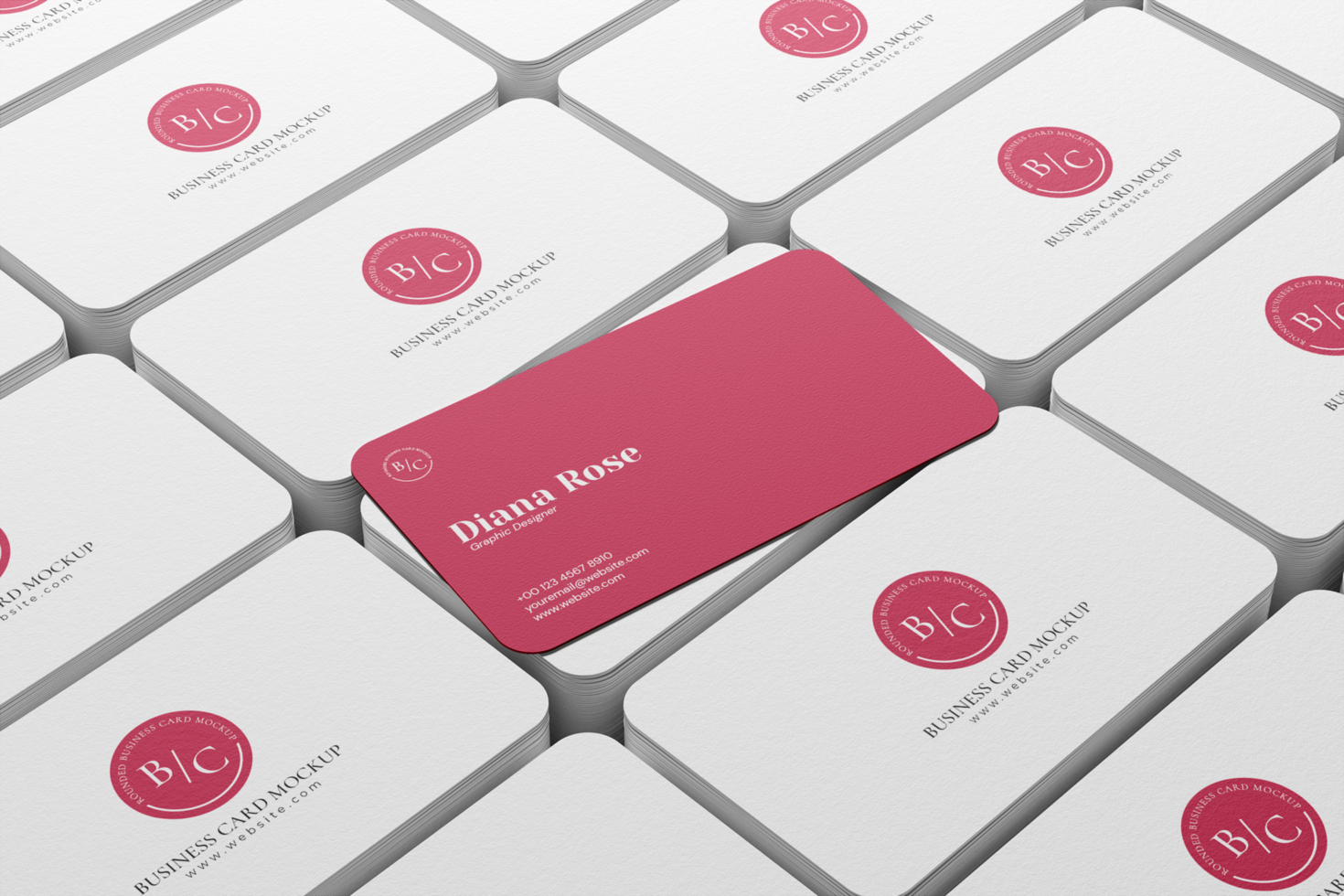 Grid Layout Rounded Corner Business Card Mockup psd