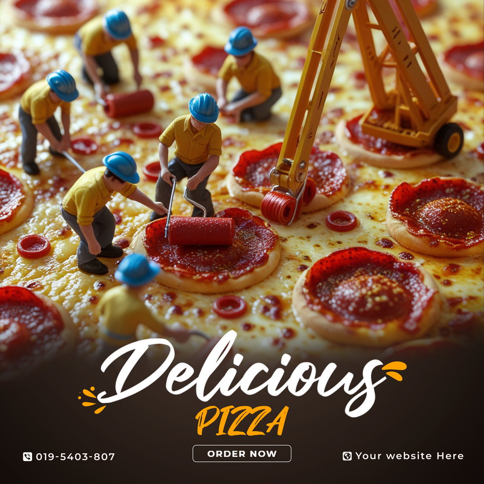 Fast Food Pizza Social Media Post Template. Square Layout And Editable psd