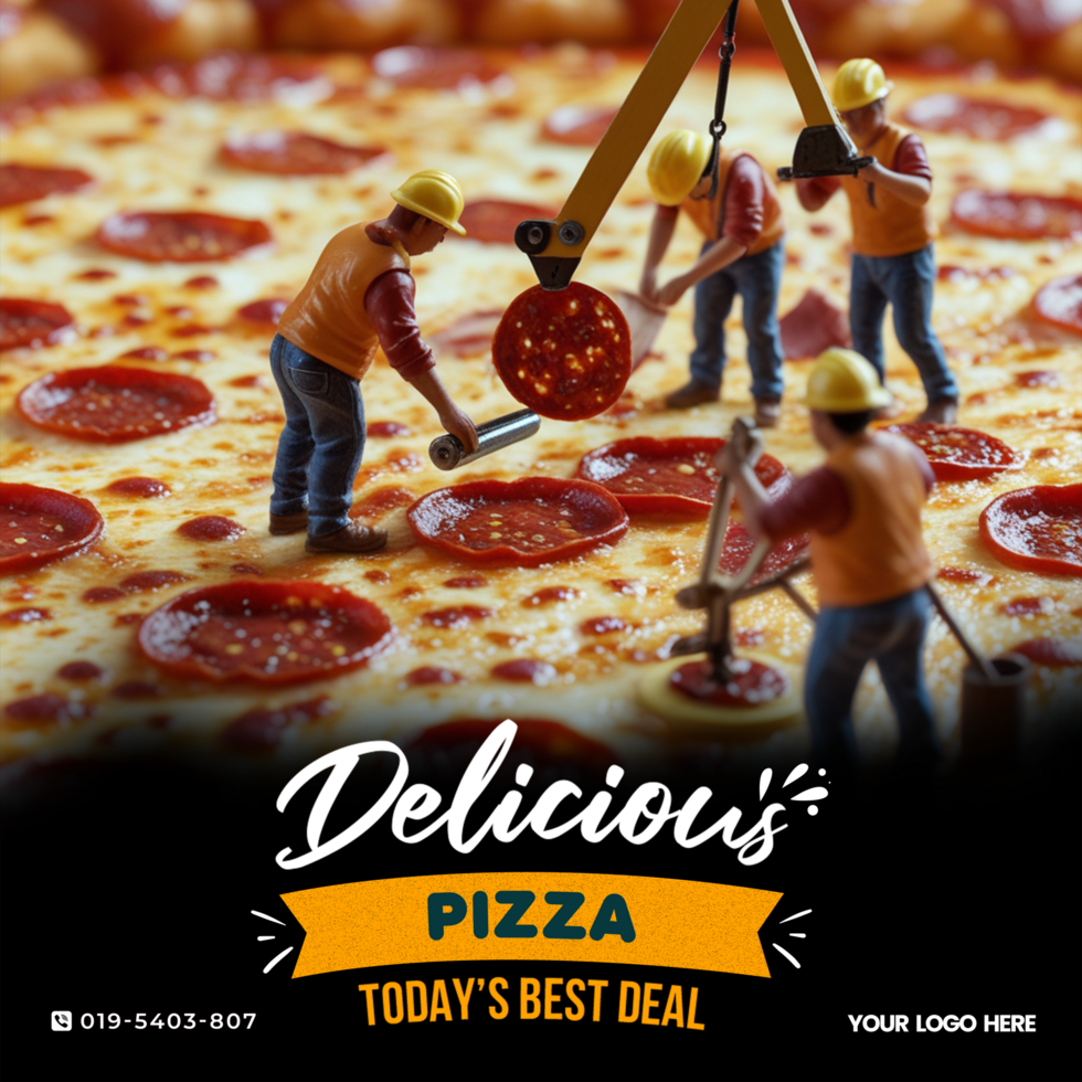 Fast Food Best Pizza Promotional Social Media Post Template. Square Layout And Editable psd