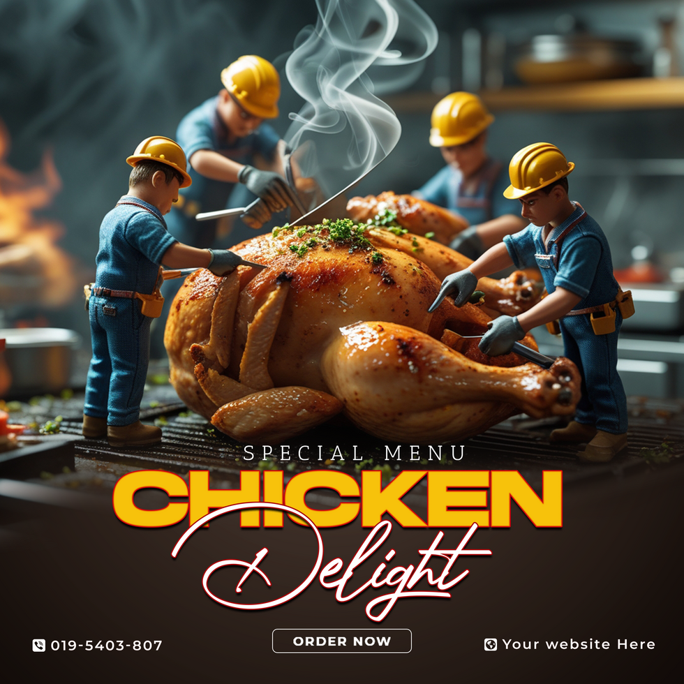 Fast Food Special Chicken Promotional Social Media Post Template. Square Layout And Editable psd