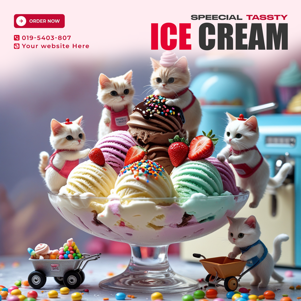Tasty ice cream social media post banner Cover design template psd