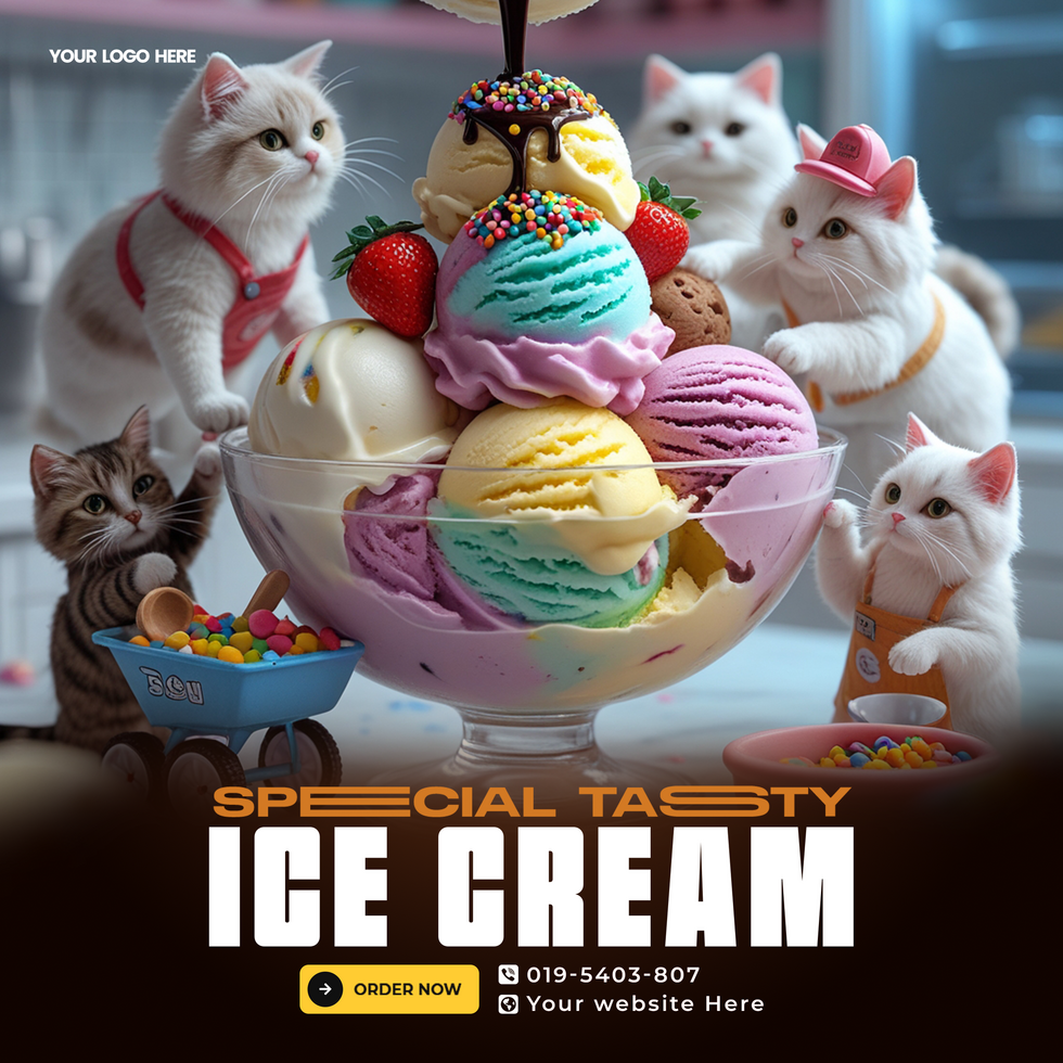 Special Tasty ice cream social media post banner Cover design template psd