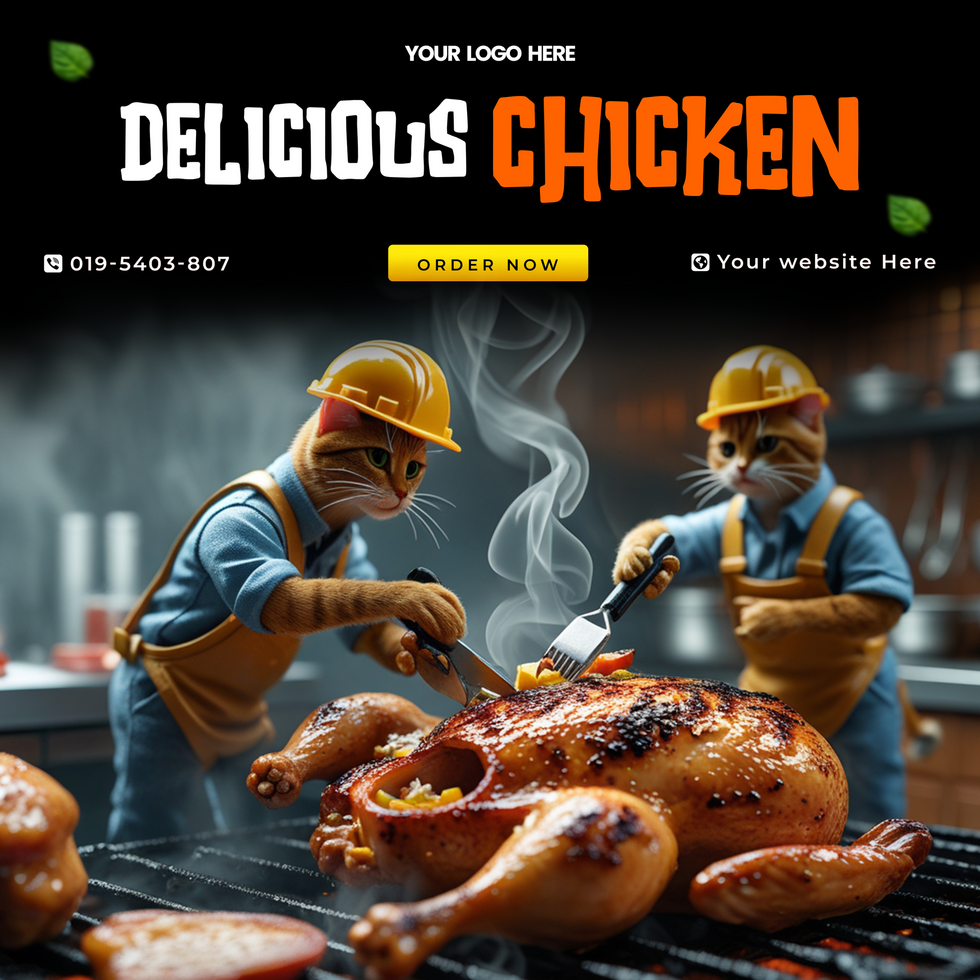 Fast Food Chicken Social Media Post Template. Square Layout And Editable psd