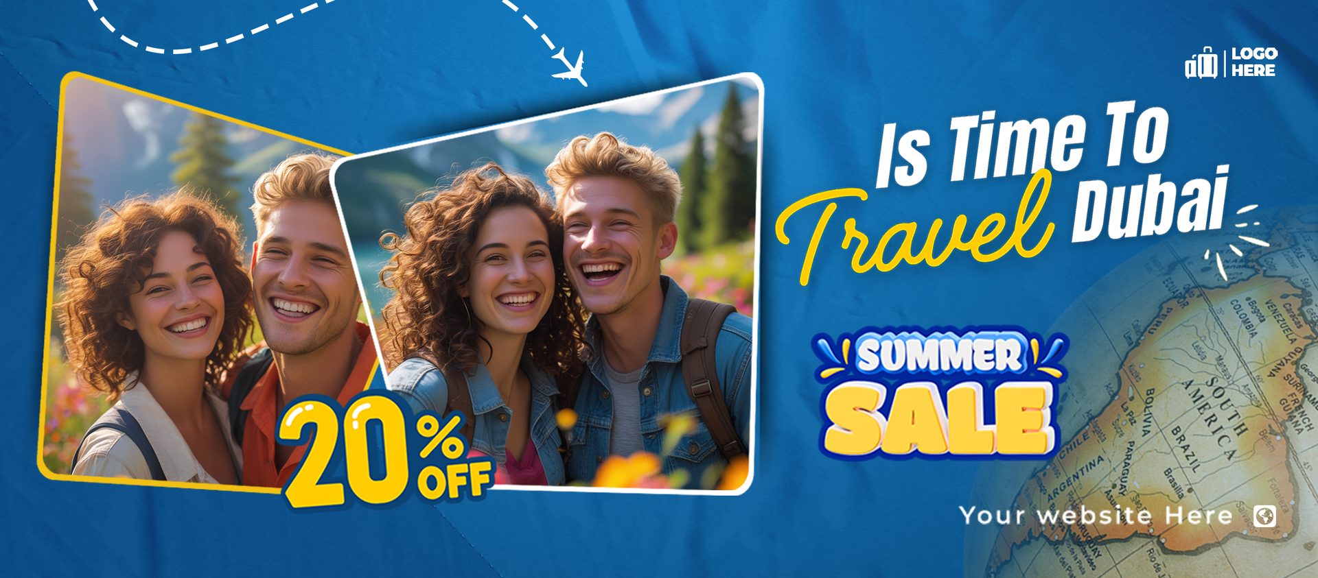 Travel and tourism Social Media post Banner Cover template Design Time to Travel Dubai psd
