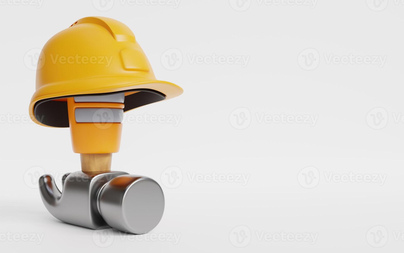 a construction helmet with a hammer on top photo