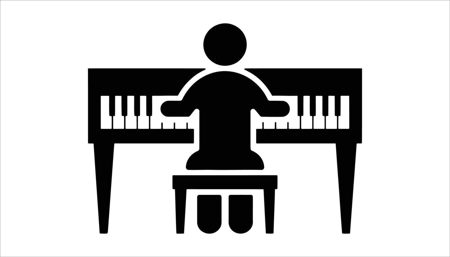 Piano Player Silhouette. Musician Performing on Keyboard Icon vector