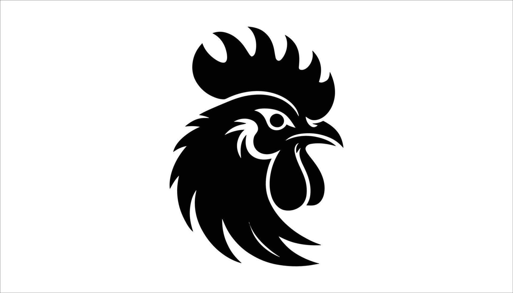 Elegant Rooster Head Design in Bold Black Silhouette for Animal Logo vector