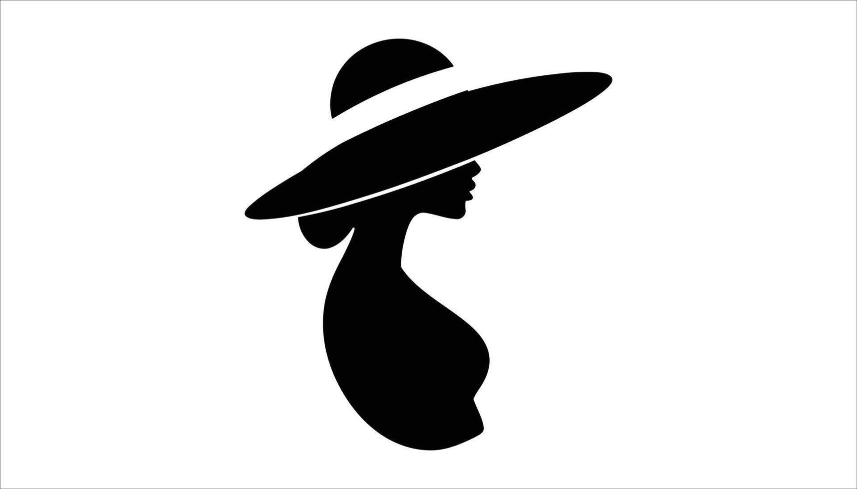 Elegant Silhouette of Woman with Large Hat Icon vector