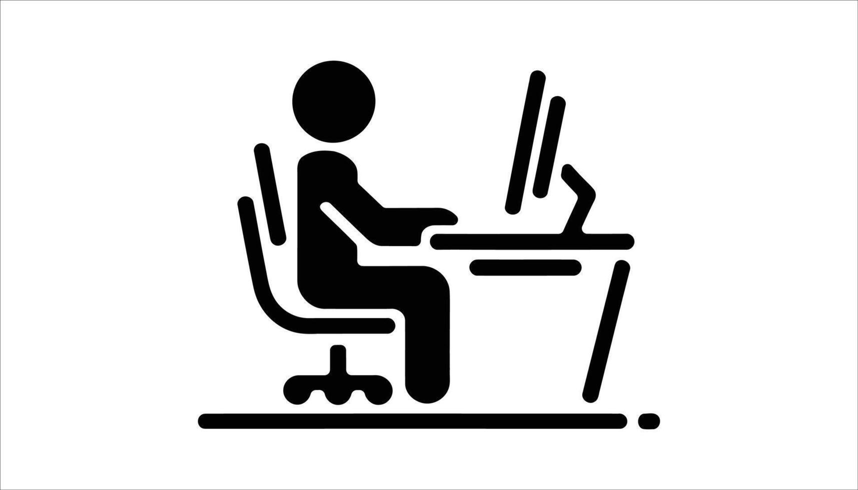 Office Work Person Sitting at Desk Using Computer for Business, Job, and Workplace Design vector