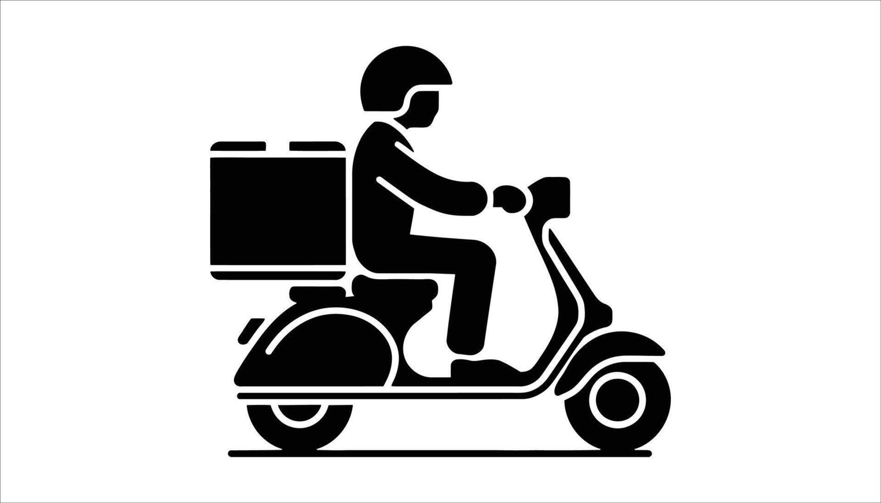 Delivery Scooter Silhouette of Courier on Moped with Box for Shipping and Logistics Design vector