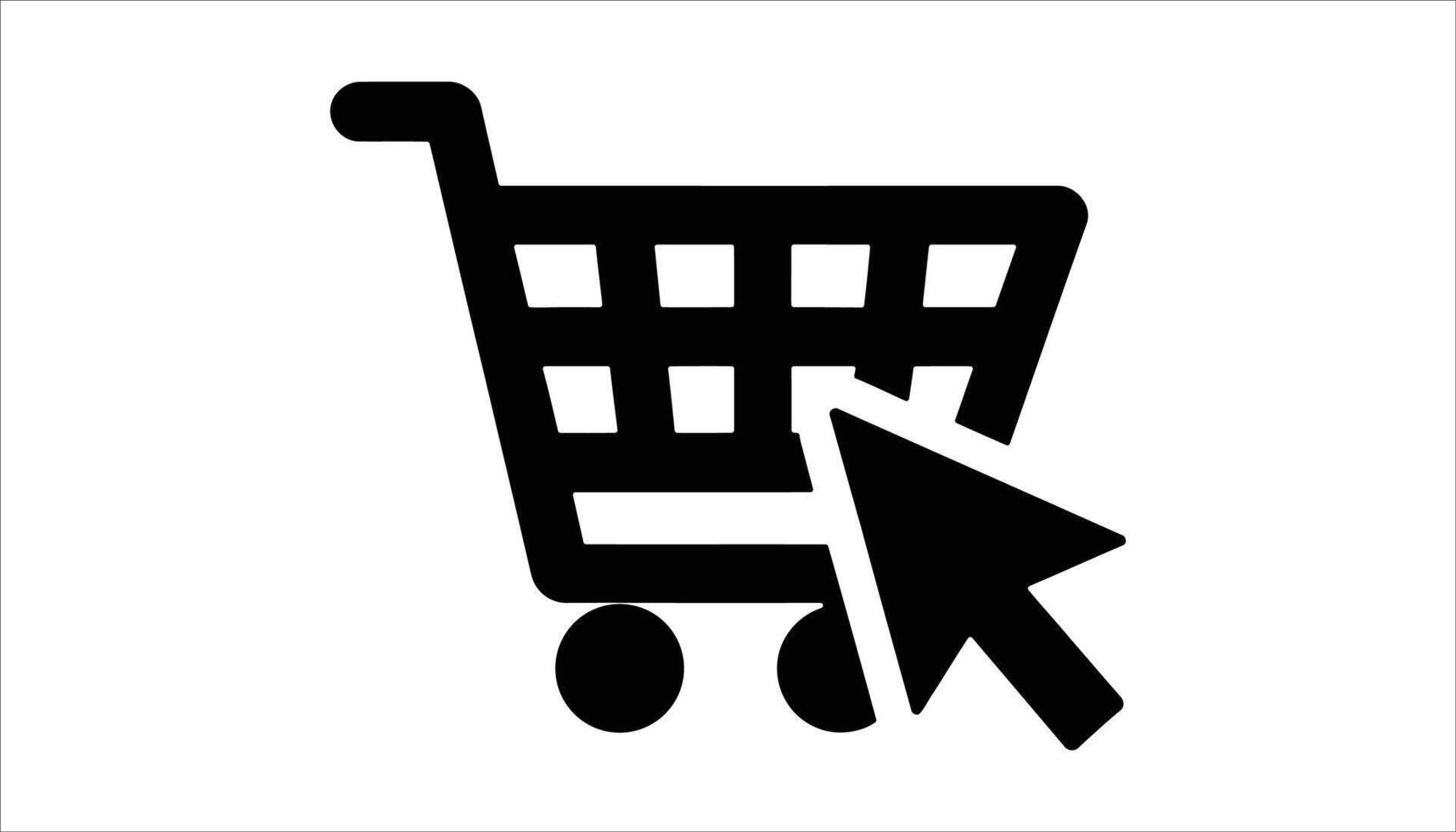 Online Shopping Icon Click Cart Silhouette Design for E-commerce vector