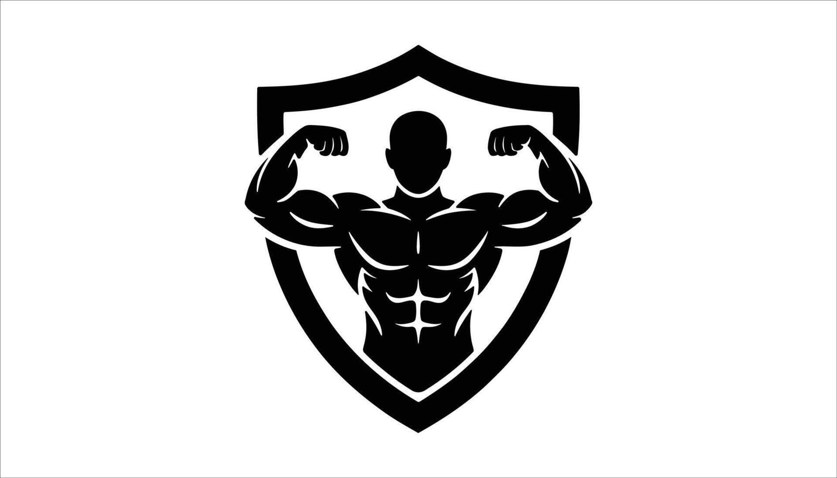 Bodybuilder Muscle Logo Design vector