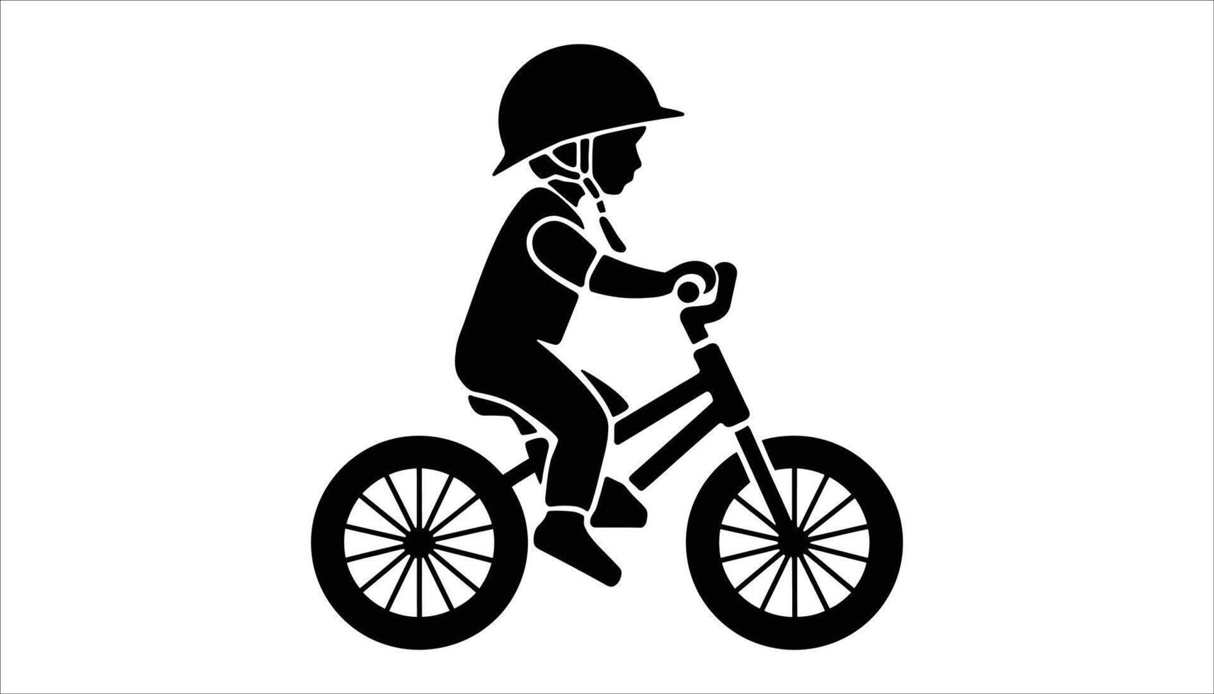 Child Riding Bicycle Silhouette with Helmet Illustration vector