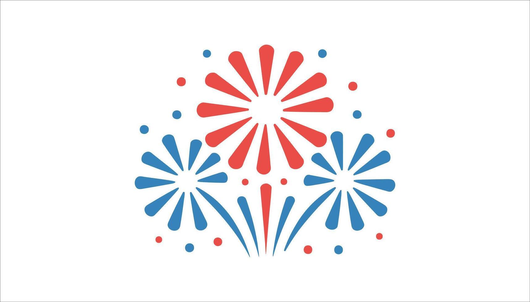 Festive Fireworks Display with Red and Blue Stars - Celebration Icon vector