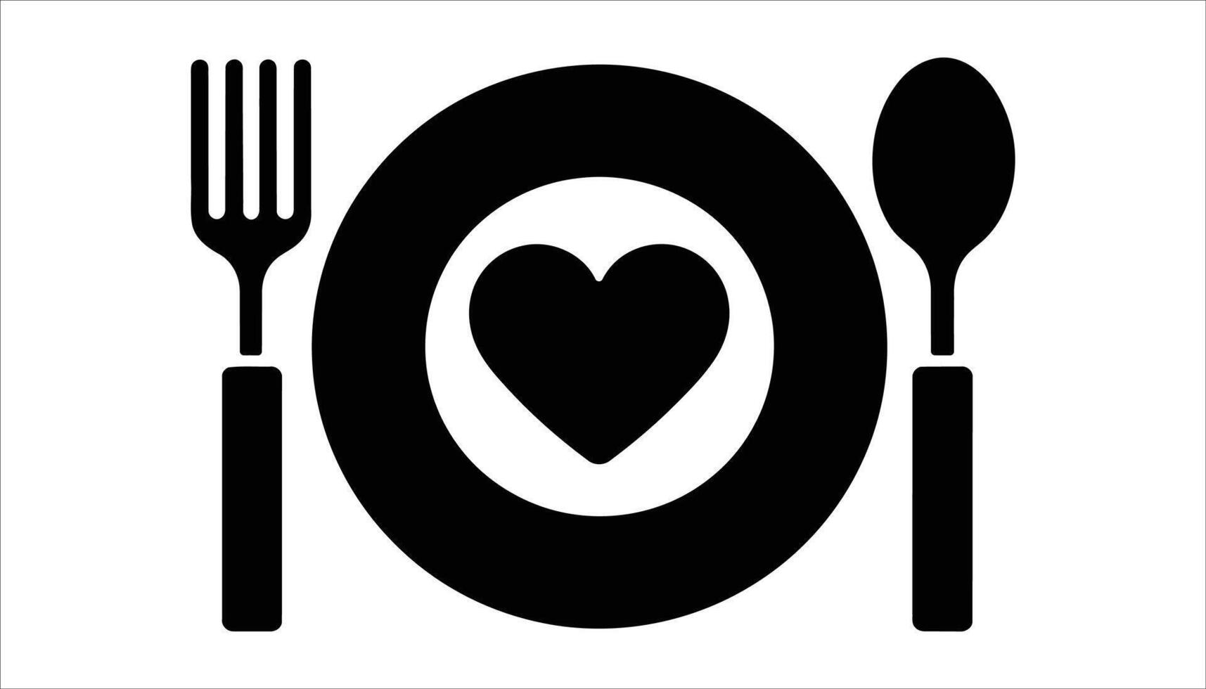 Heart Plate with Fork and Spoon Icon - Love and Food Concept vector