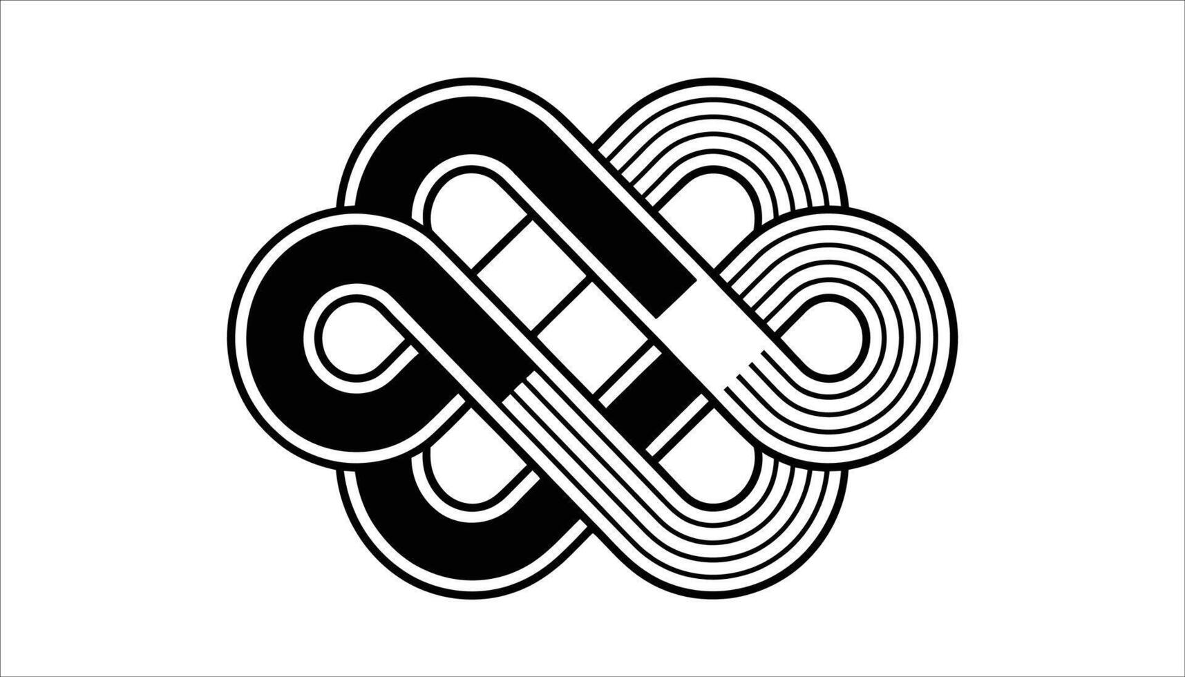 Knot Pattern Black and White, Decorative Geometric Knot, Elegant Line Art Illustration vector