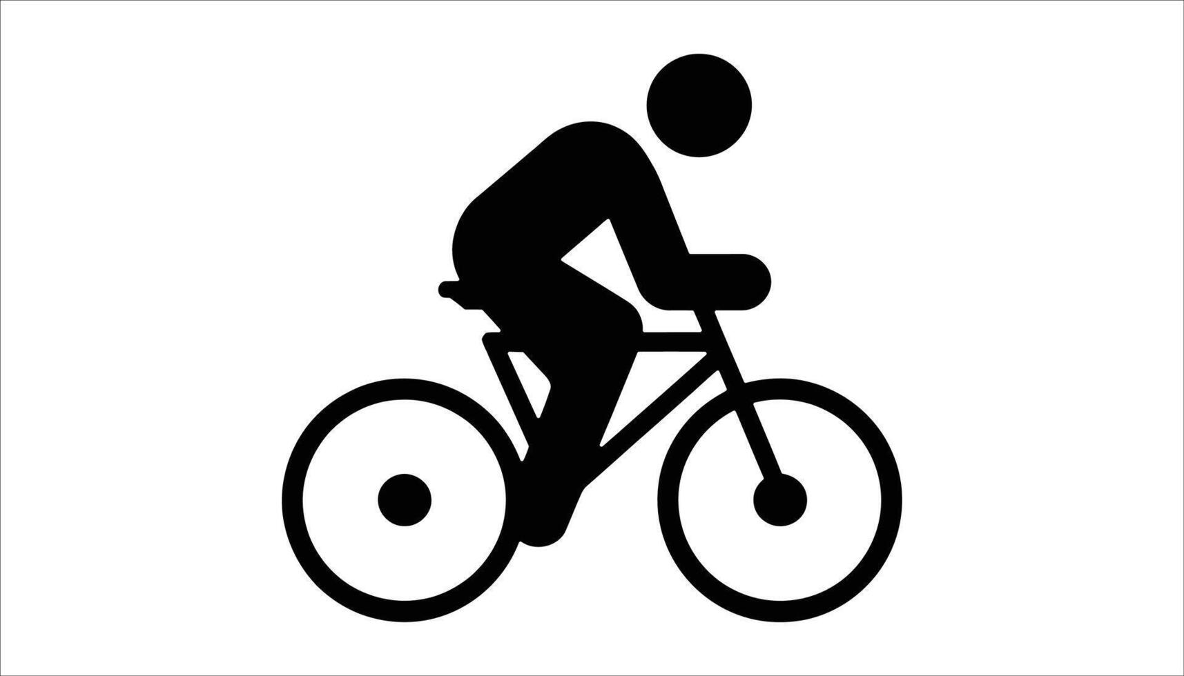 Cyclist Riding Bicycle Icon - Minimalist Black Silhouette vector