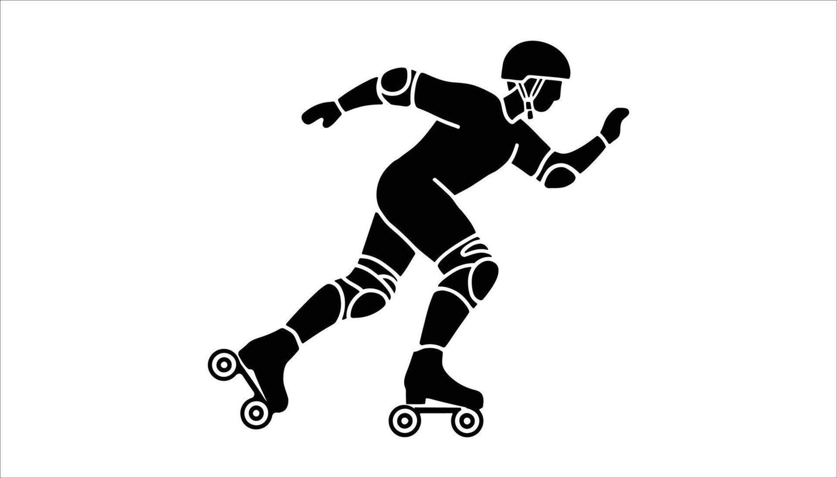 Roller Skating Silhouette Icon with Helmet and Pads vector