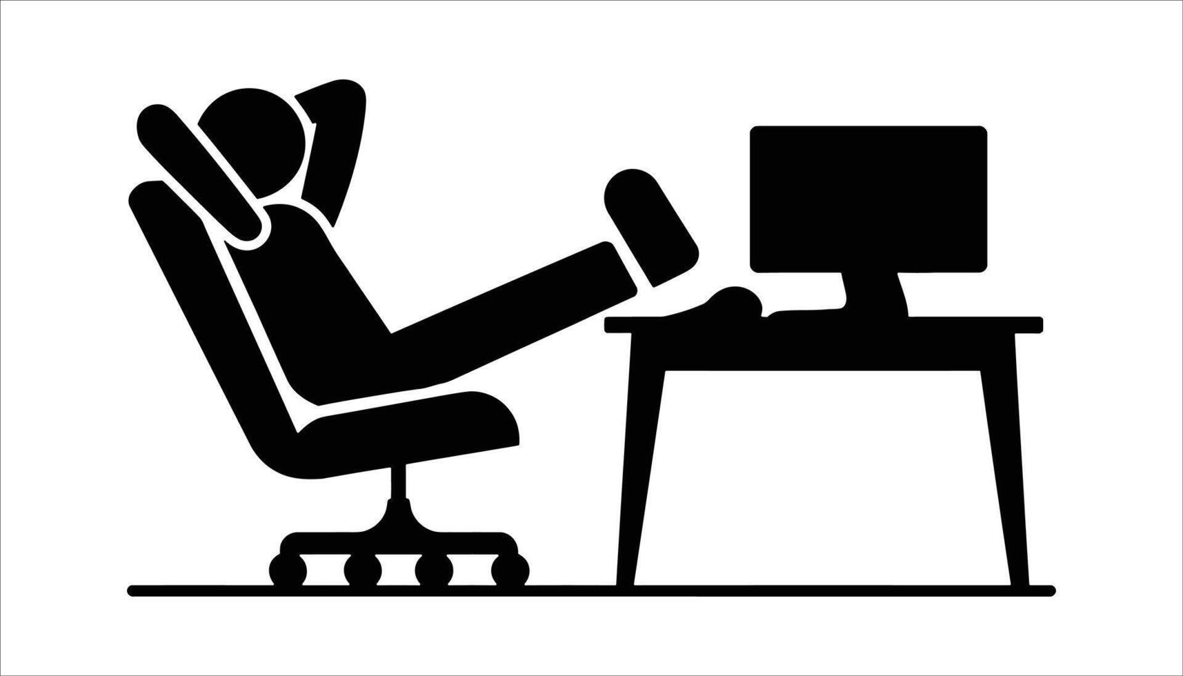 Relaxed Office Worker with Feet Up on Desk vector