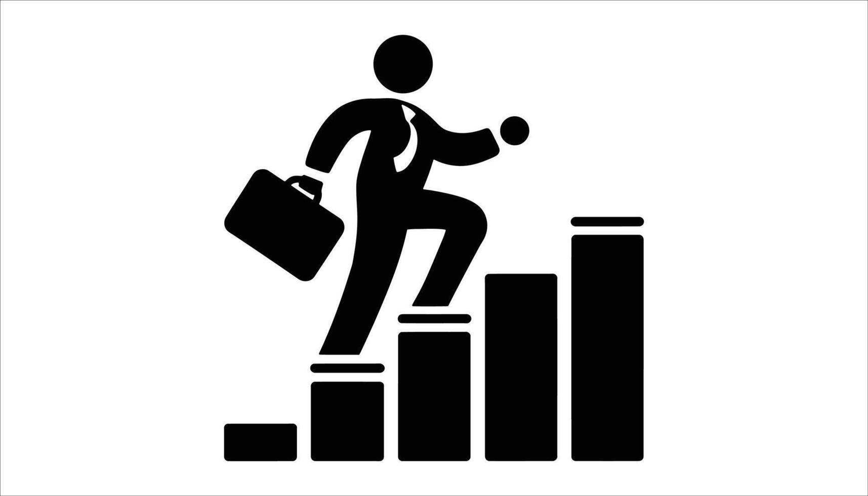 Career Growth Icon. Businessman Climbing Success Bar Chart Silhouette vector