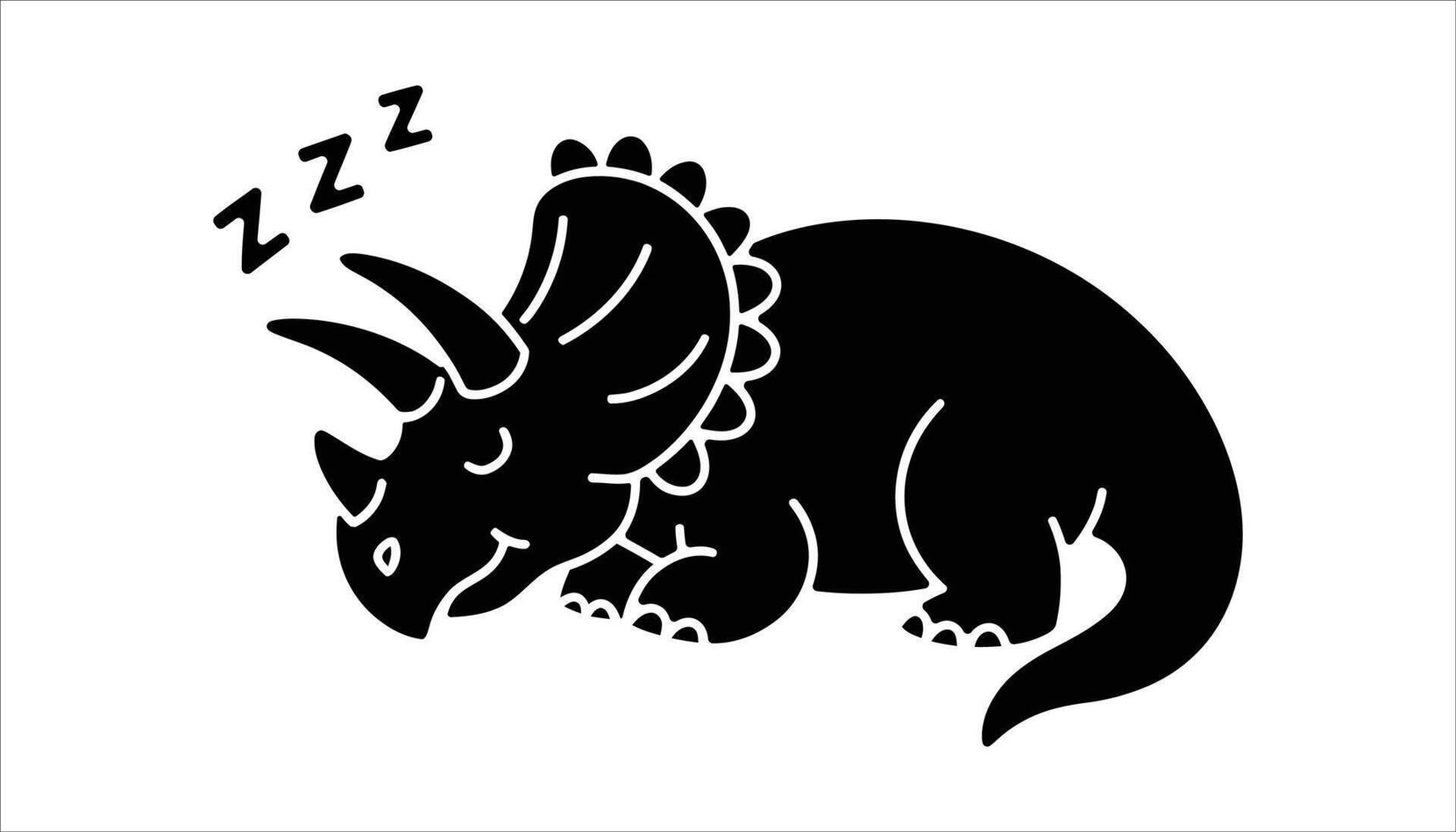 Sleeping Triceratops Dinosaur Illustration with Zzz Symbol vector