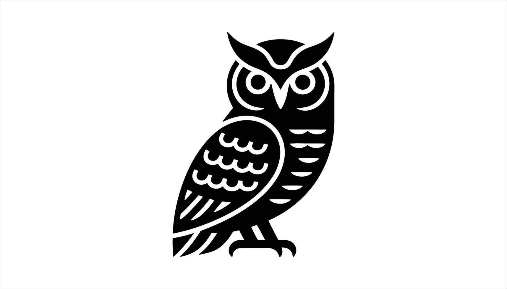 Stylized Black Owl Illustration with Geometric Details vector