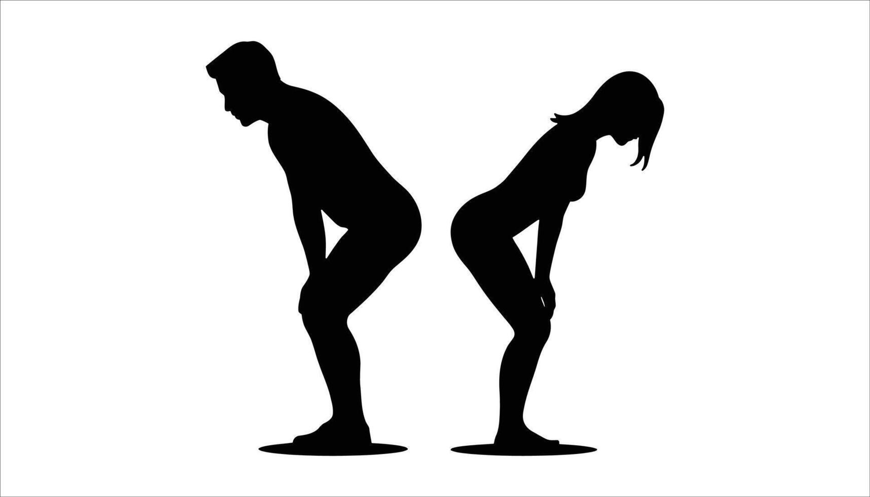 Silhouette of Man and Woman Bending Over Illustration vector