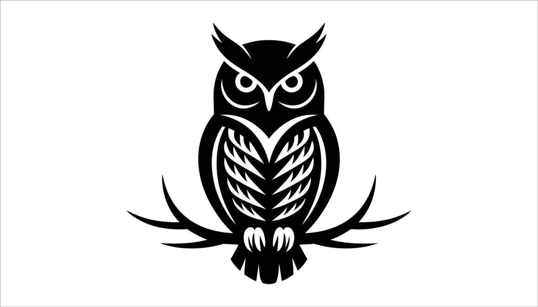 Modern Owl Silhouette with Intricate Feather Design vector