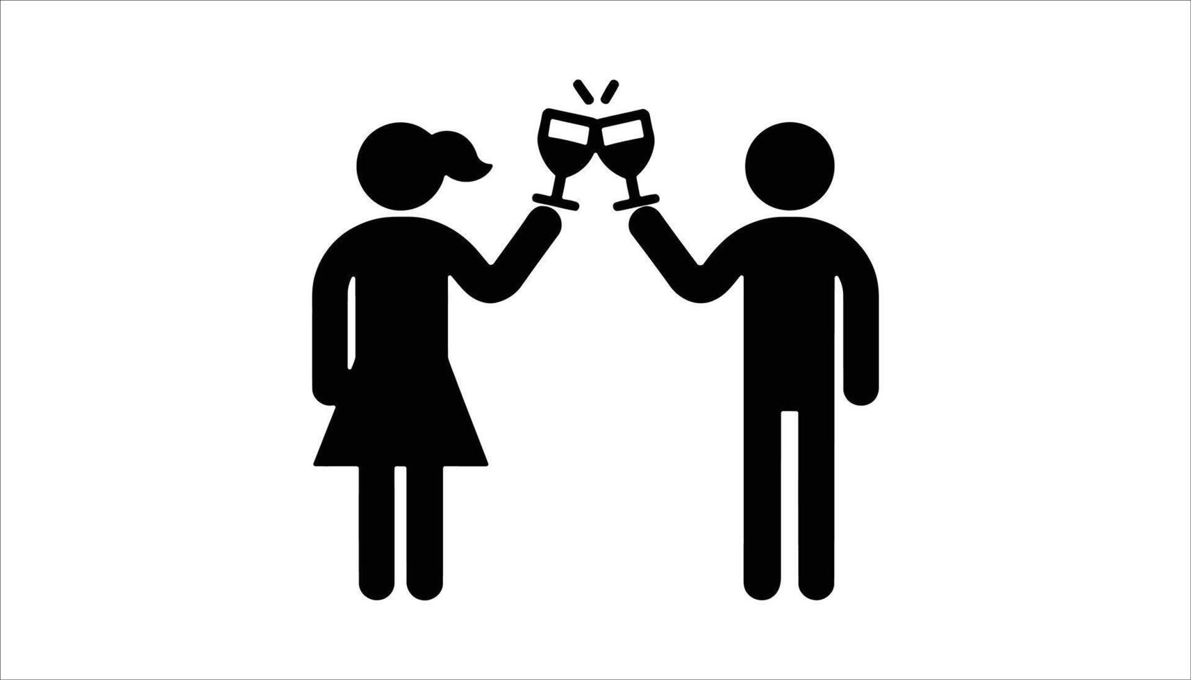 Couple Cheers with Wine Glasses - Celebration Icon vector