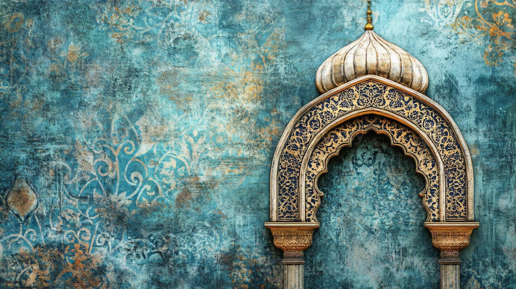 Grunge Ornamental Patterned Stone Relief in Islamic Architecture photo
