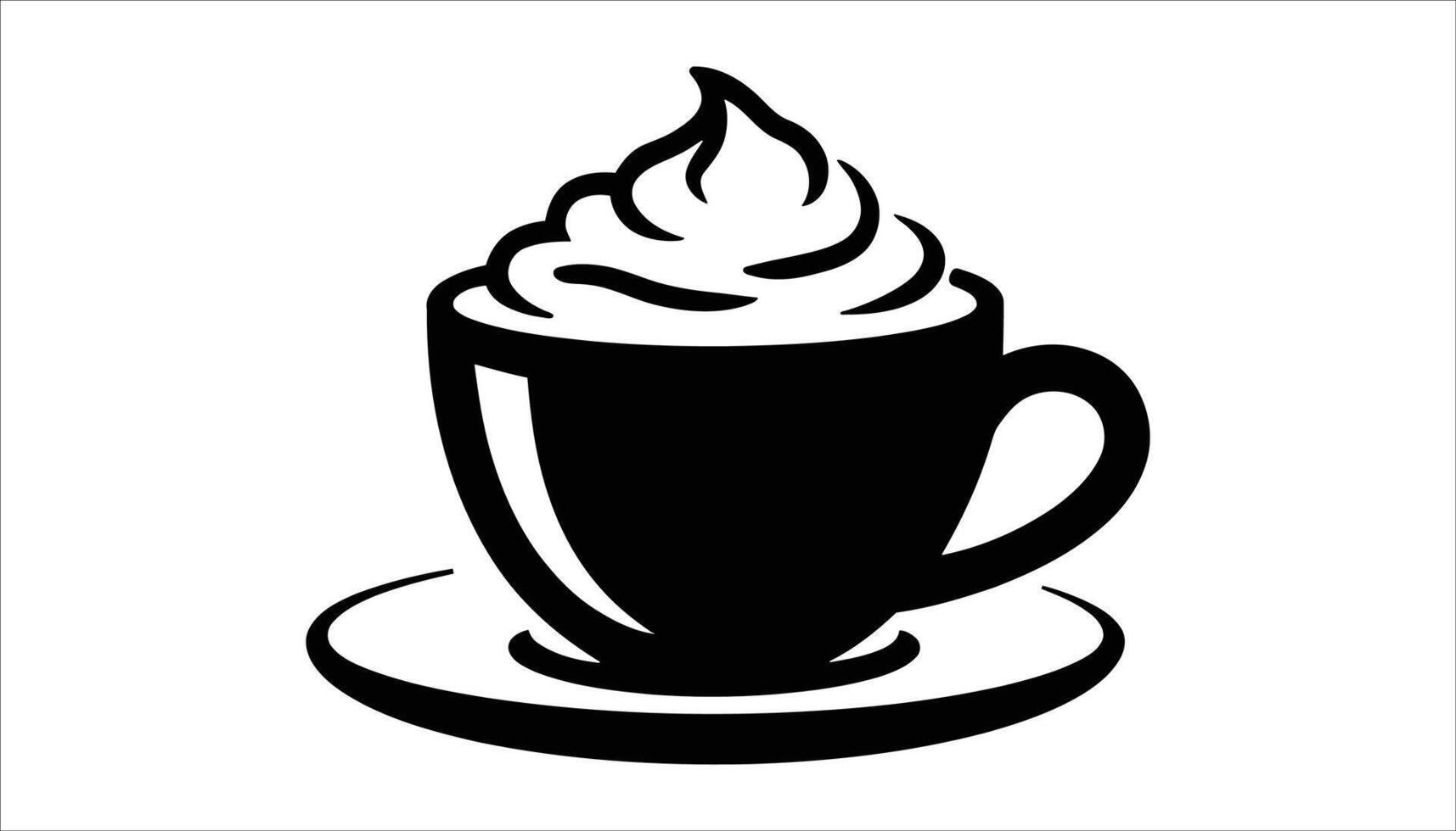 Delicious Cup of Coffee with Creamy Foam and Saucer vector