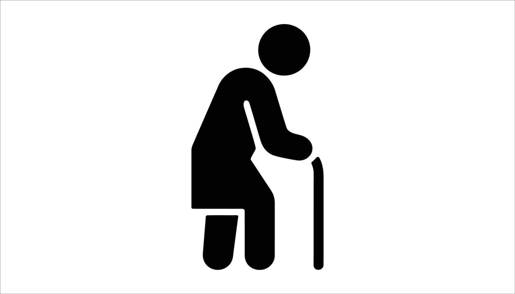Elderly Person Using Cane Symbol Icon - Senior Disability Assistance vector