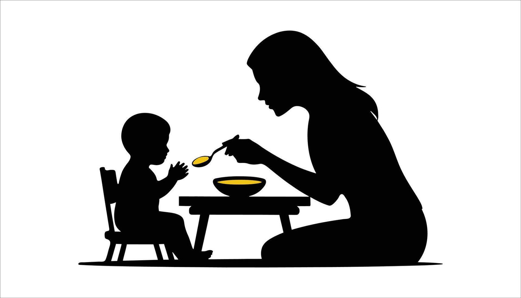Mother Serving Food to Baby Parent-Child Interaction vector