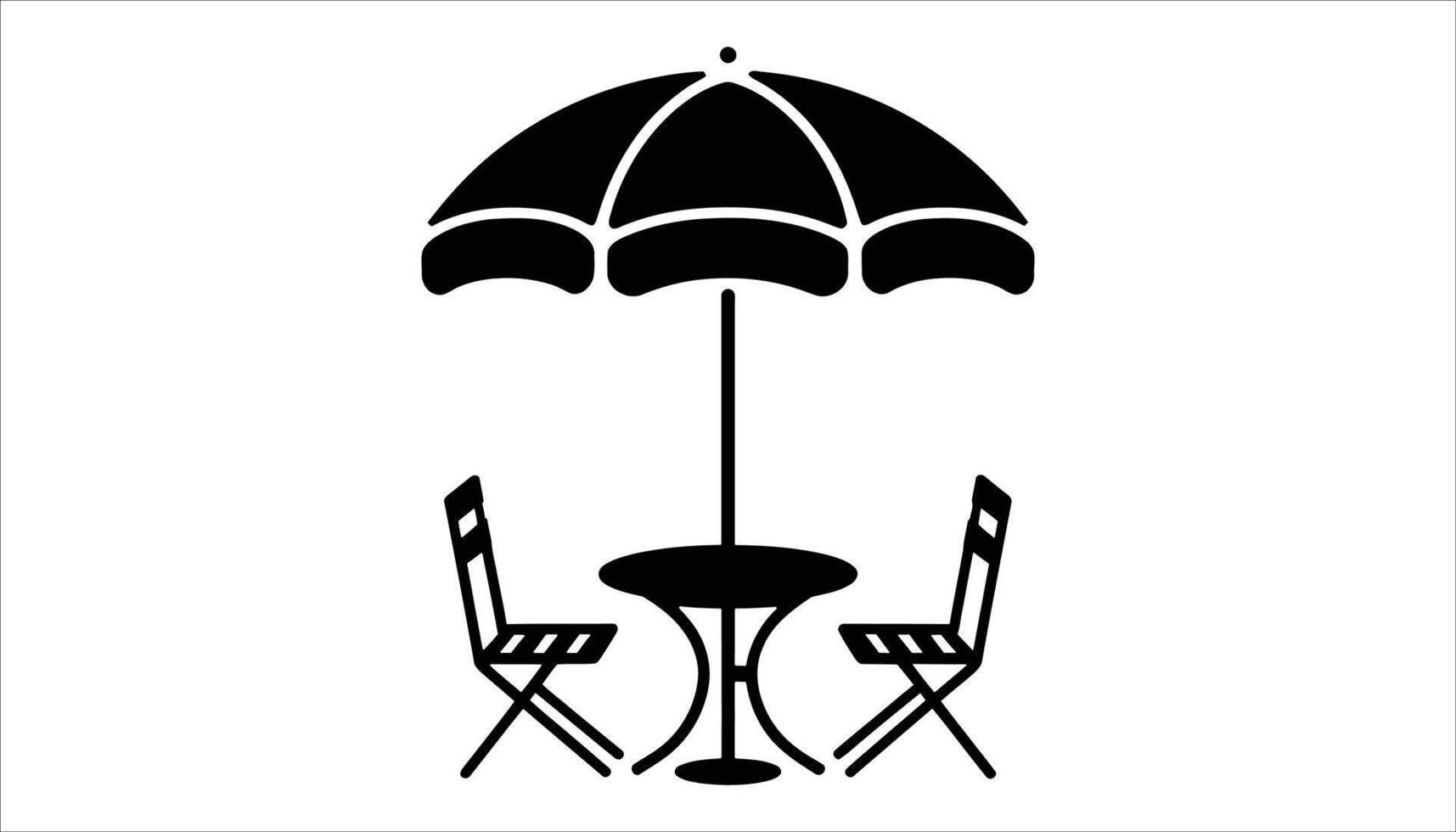 Summer Outdoor Furniture Set with Parasol and Two Chairs vector