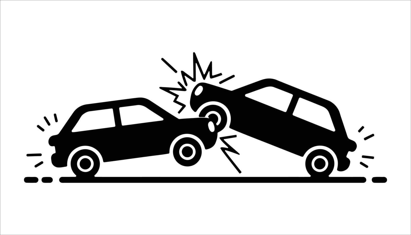 Car Crash Collision Icon in Black and White Design vector