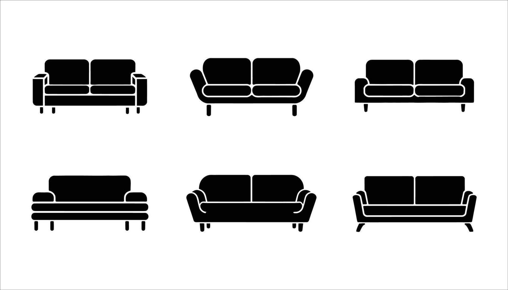Modern Black Sofa Set Icon Illustration vector