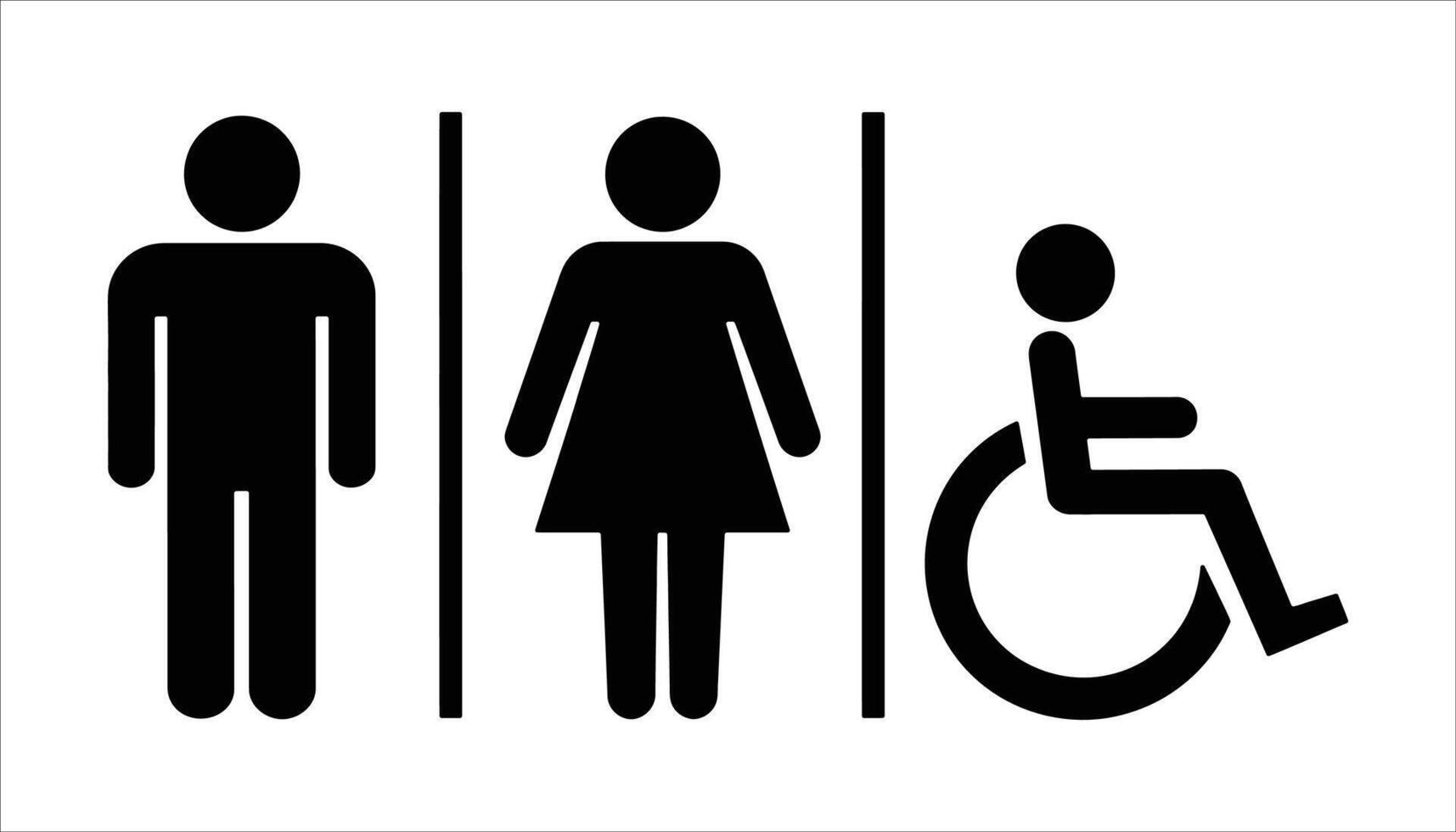 Restroom Sign Icon. Male, Female, and Wheelchair Accessible Symbols vector