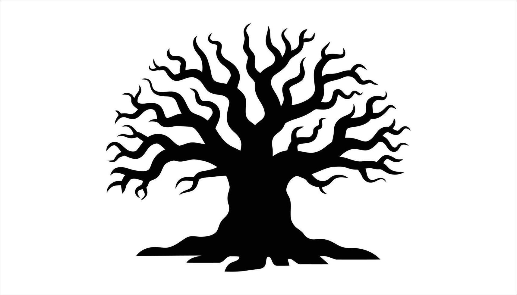 Black Tree with Twisting Branches , Abstract Nature Silhouette Design vector