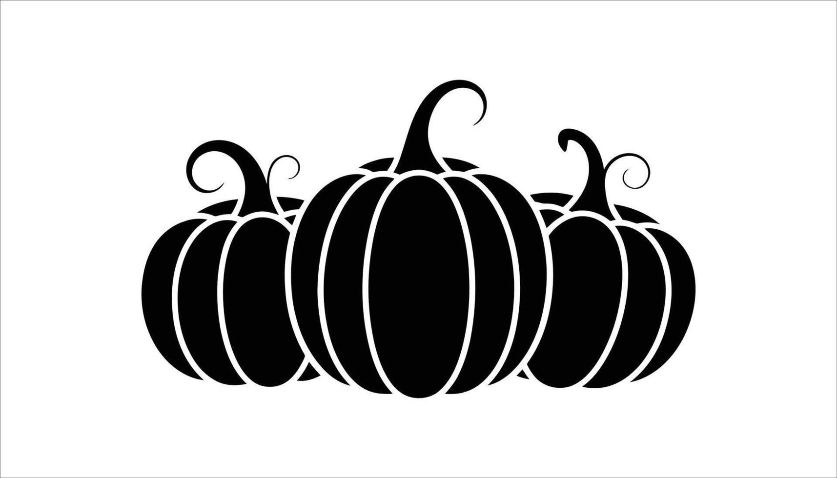 Black Silhouette of Three Pumpkins with Curly Stems vector
