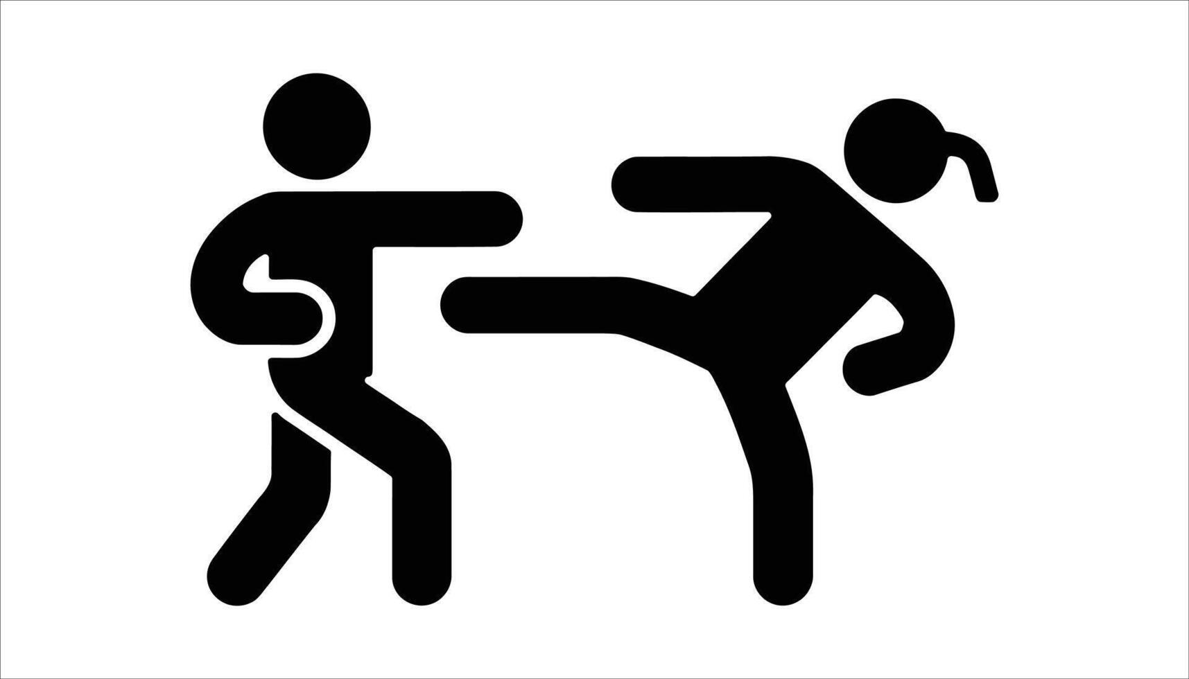 Martial Arts Action Silhouette of Punch and Kick Combat vector