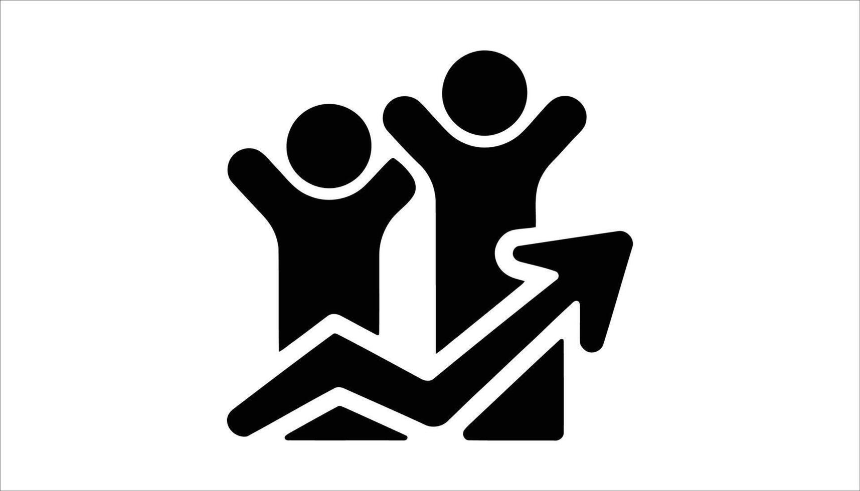 Team Success Icon People Celebrating Business Growth Arrow Silhouette vector